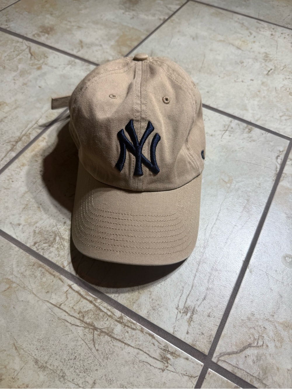 47 Brand Beige Cap with Navy NY Logo